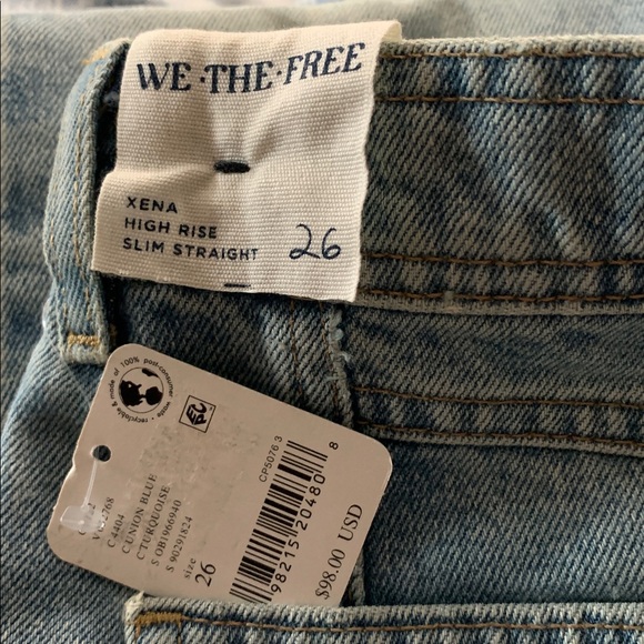 Free People Xena Slim Straight Jeans - Union Blue - Picture 10 of 11